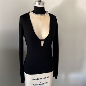 NWOT Zara Black Fitted Top With Gold Chain Detail